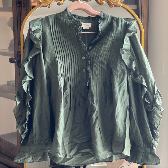 NWT Zadig & Voltaire Women’s Timmy Tomboy Blouse- Kaki Green - Picture 1 of 10